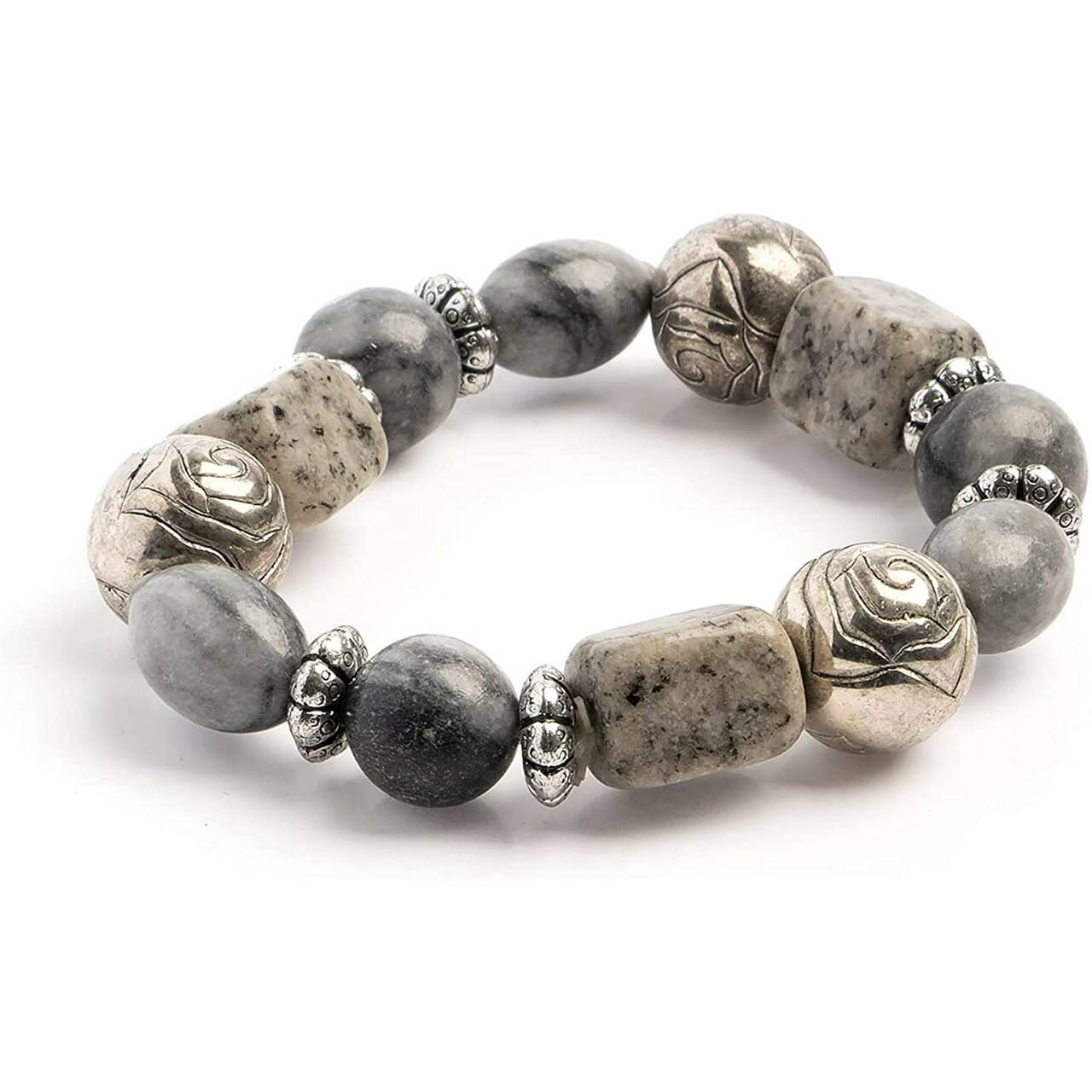 Earth's Jewels Semi-Precious Natural Jasper Stretch Bracelet #84